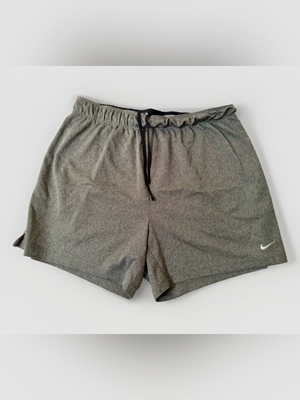 Nike Shorts Men's Large Gray Dri Fit Running  Stretch Waist Drawstring 5