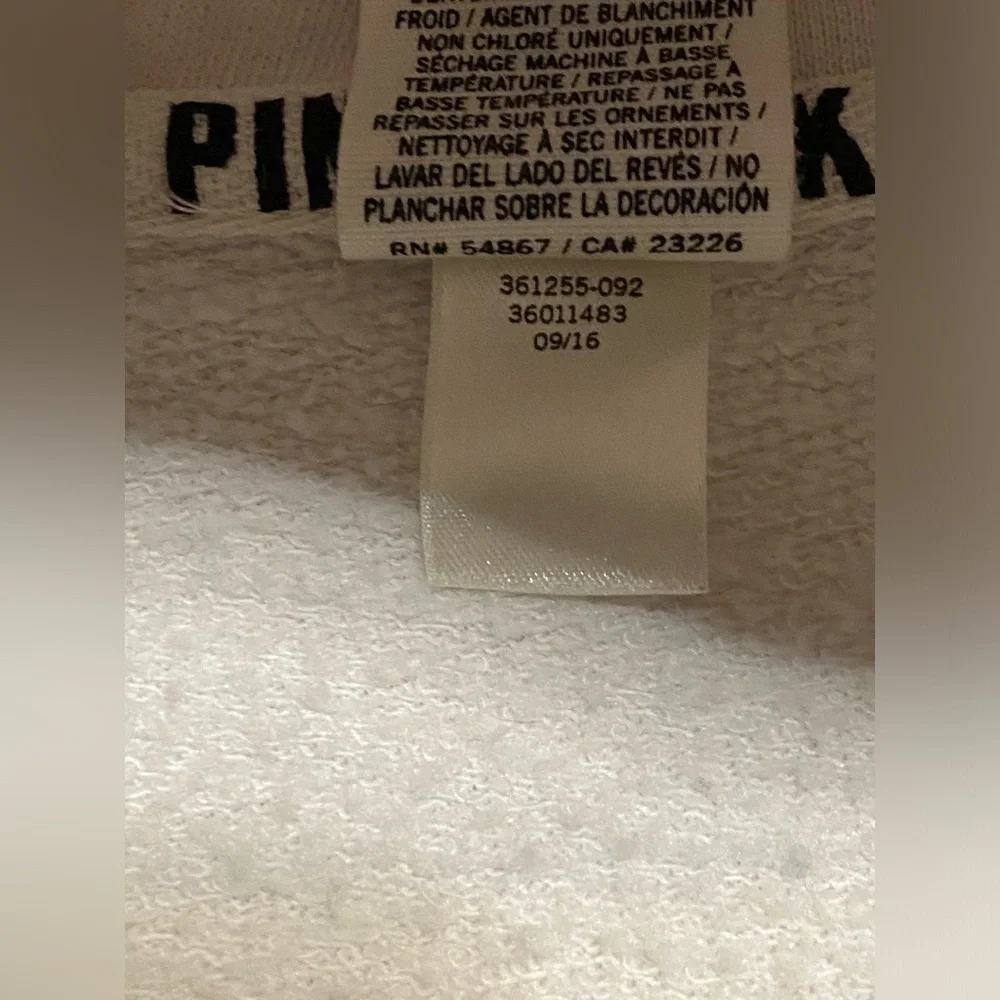 VS PINK PERFECT FULL ZIP HOODIE SWEATSHIRT ANORAK JACKET WHITE RAINBOW LOGO
