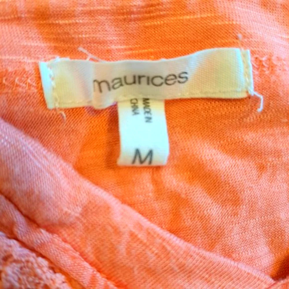 Maurices Coral Peach Ruffle Henley Top Tee Size Medium