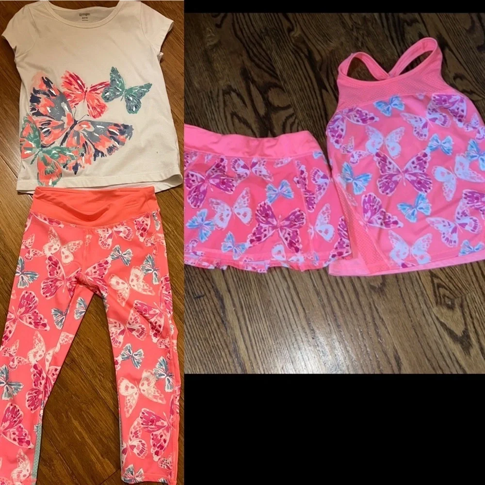 Gymboree girls butterfly tank/skort set and shirt/leggings size medium (7/8)