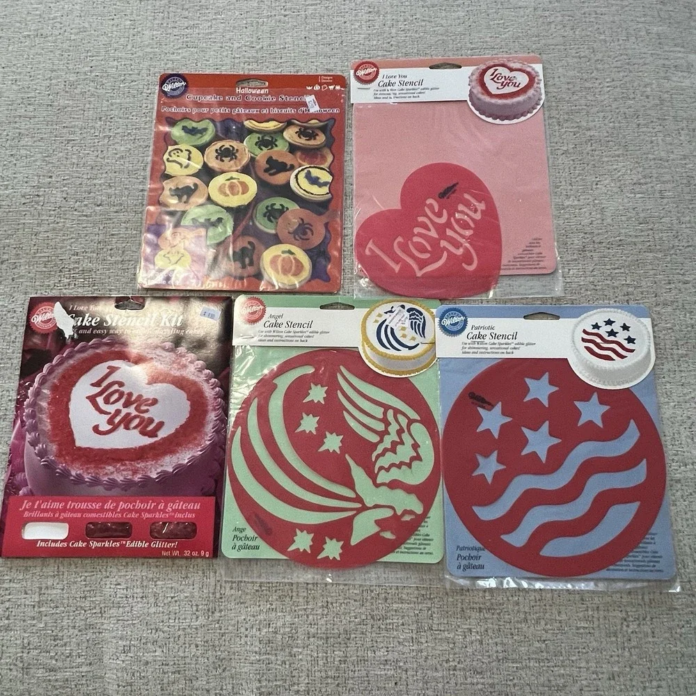 Wilton Vintage Cake Stencils‎ Lot Halloween Flag Angel Valentine's Day Holidays