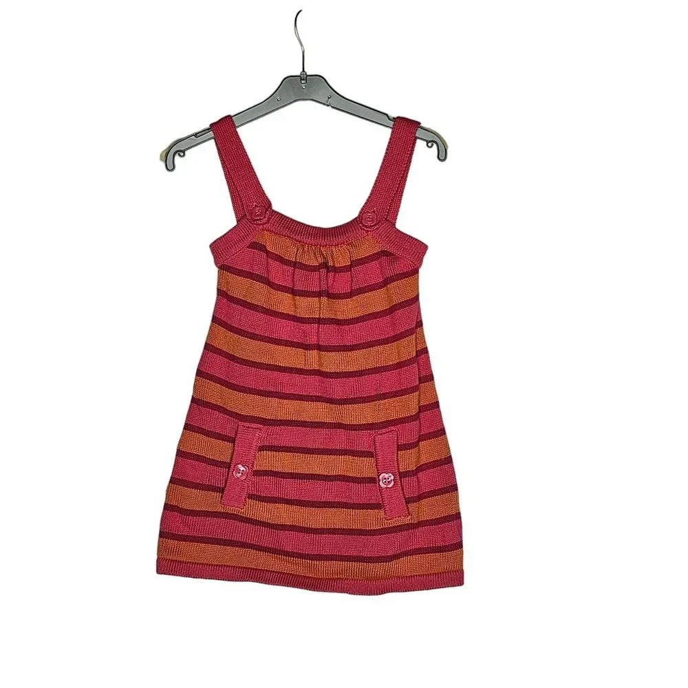 Gymboree FALL‎ HOMECOMING Pink Orange Striped Sweater Jumper Dress 4T