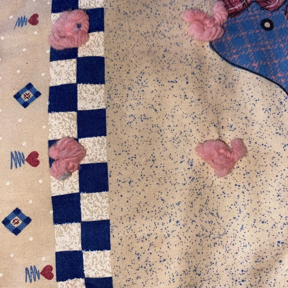 Vintage Raggedy Ann and Andy Tied Baby Quilt with Pink back