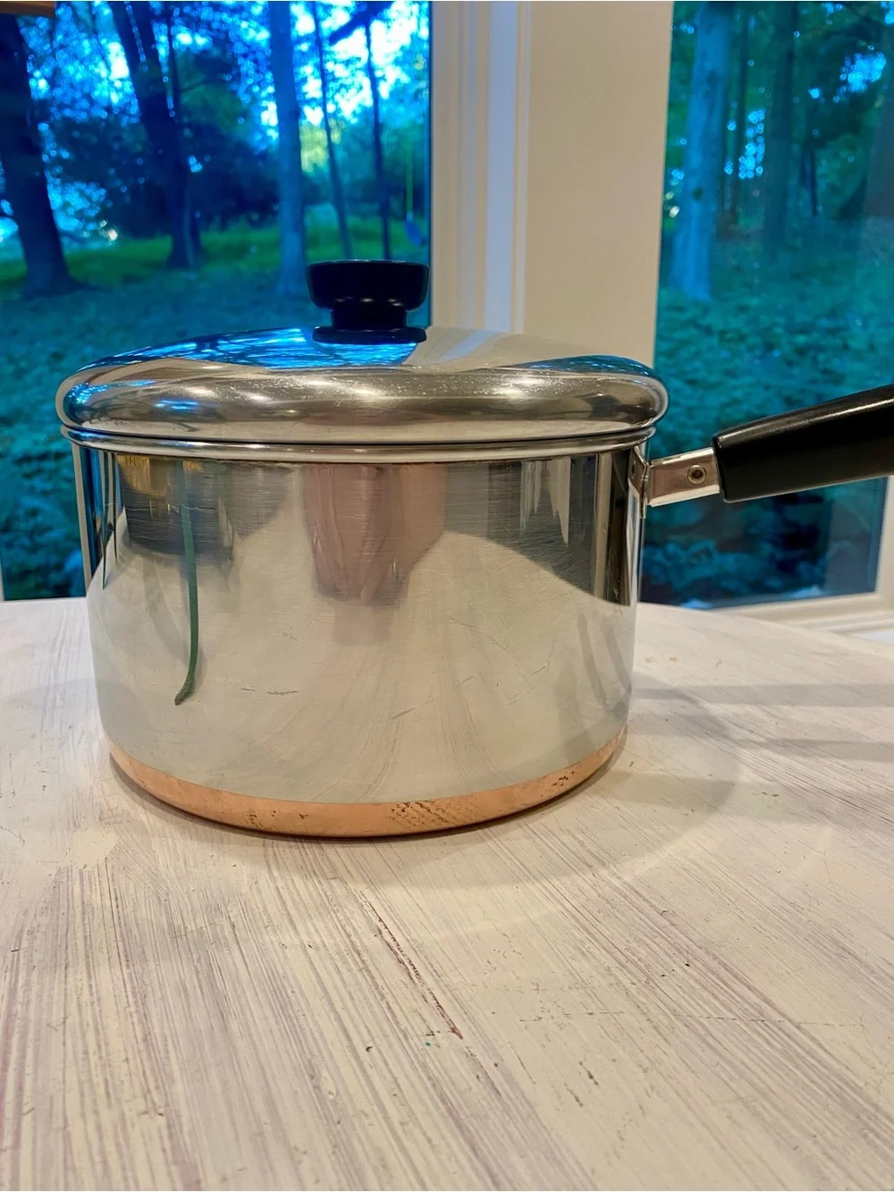 RARE Vtg Revereware Copper Clad 4 QT Pot & Lid. Made 1993 Clinton, IL. N I C E