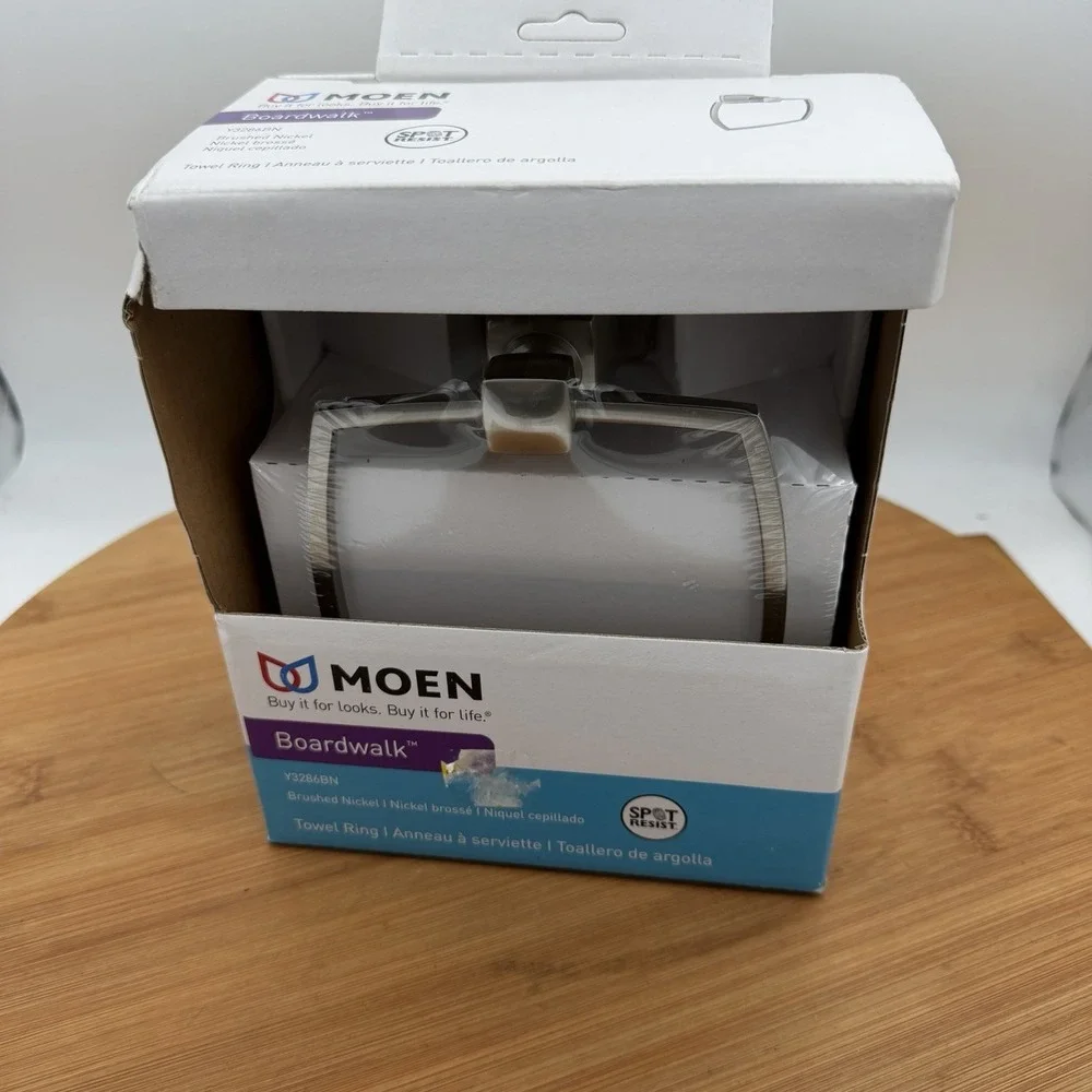 NIB‎ Moen Y3286BN Towel Ring Boardwalk Collection Brushed Nickel