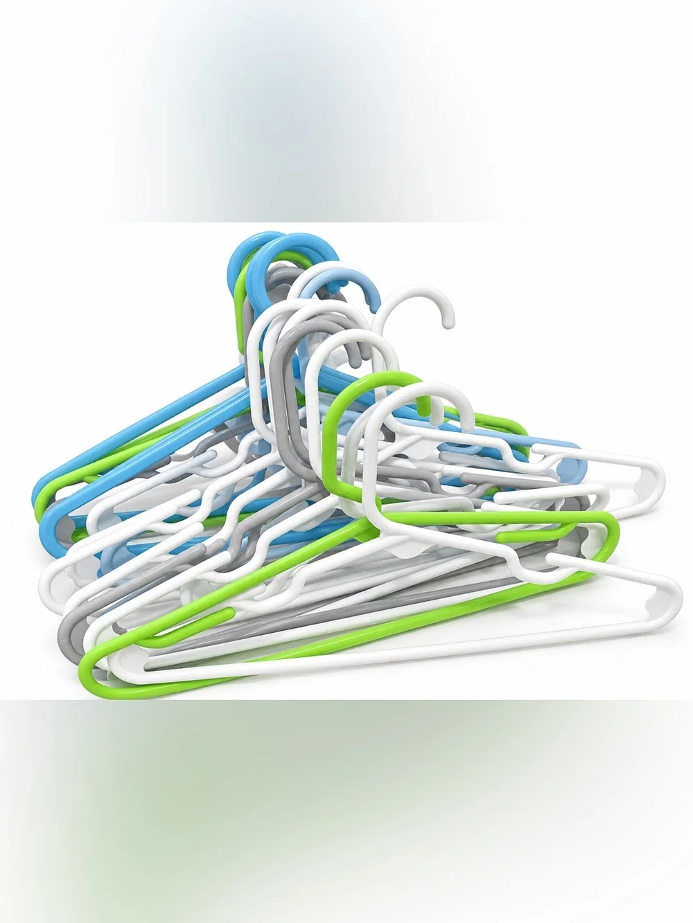 Plastic Multi-Color Closet Hangers (White, Blue, Green, Gray)