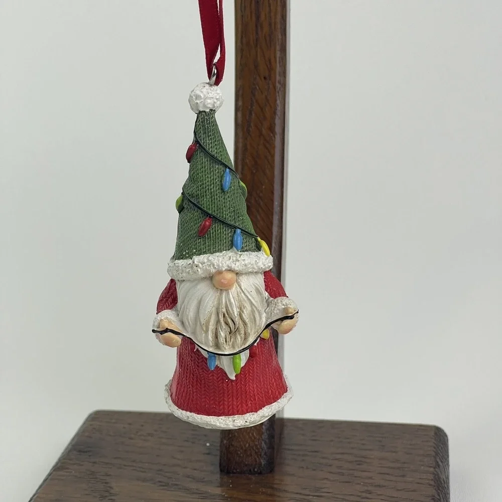 Santa‎ Gnome With String Of Lights Christmas Tree Ornament Table Top Tier Decor
