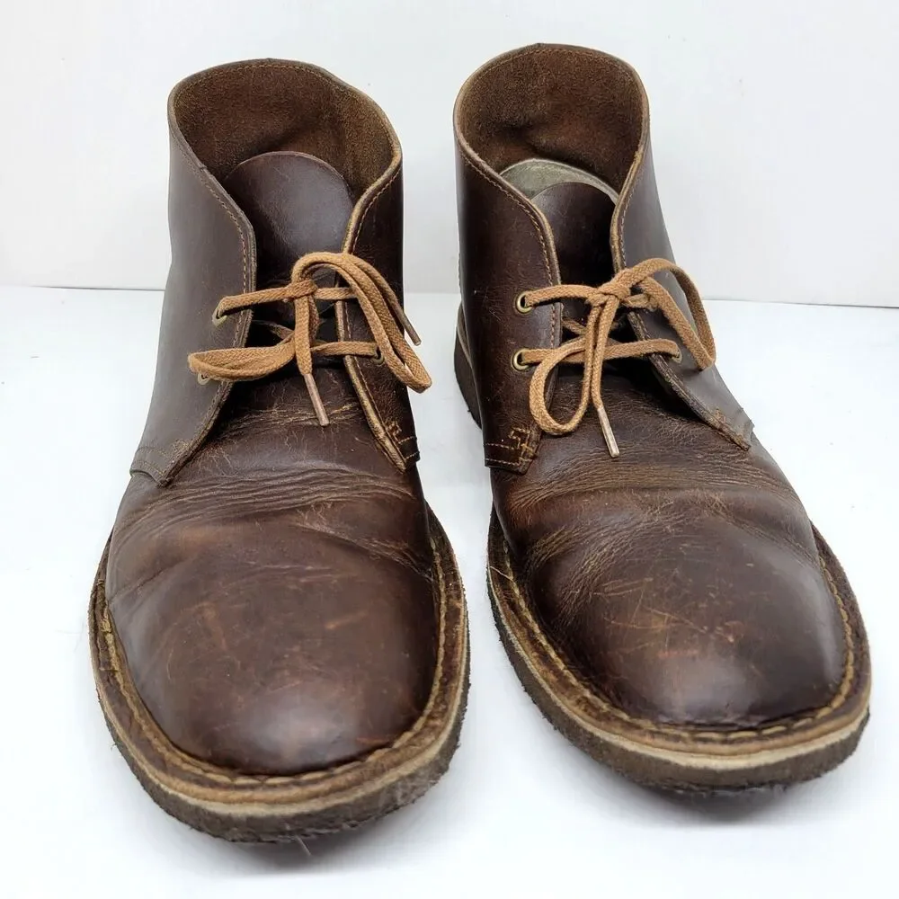 Clarks Original Men's Desert Boot Brown Leather Crepe Sole Chukka Boots Size 10M