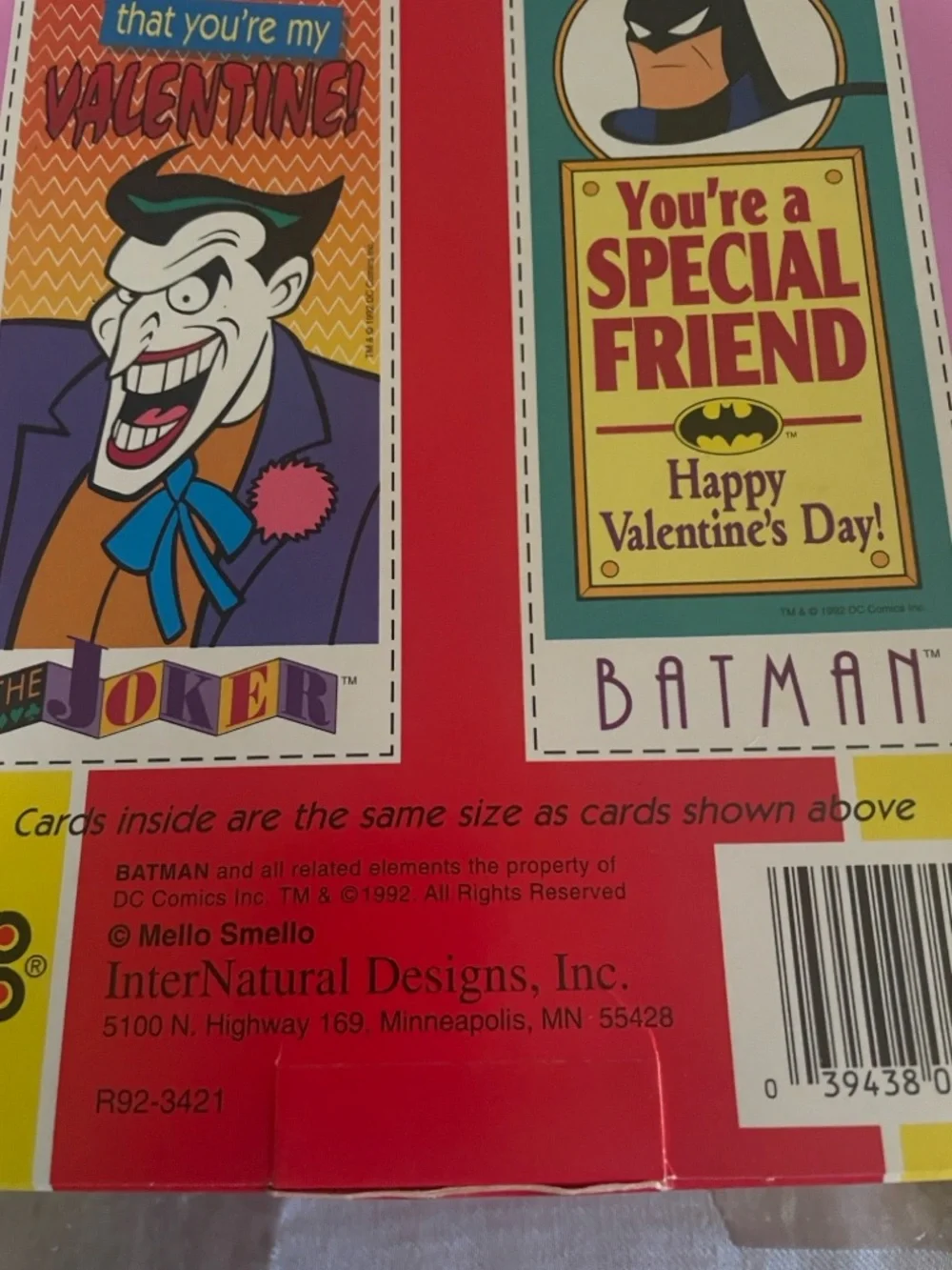 Vintage 1992 Batman: The Animated Series Valentine Kit by Mello Smello
