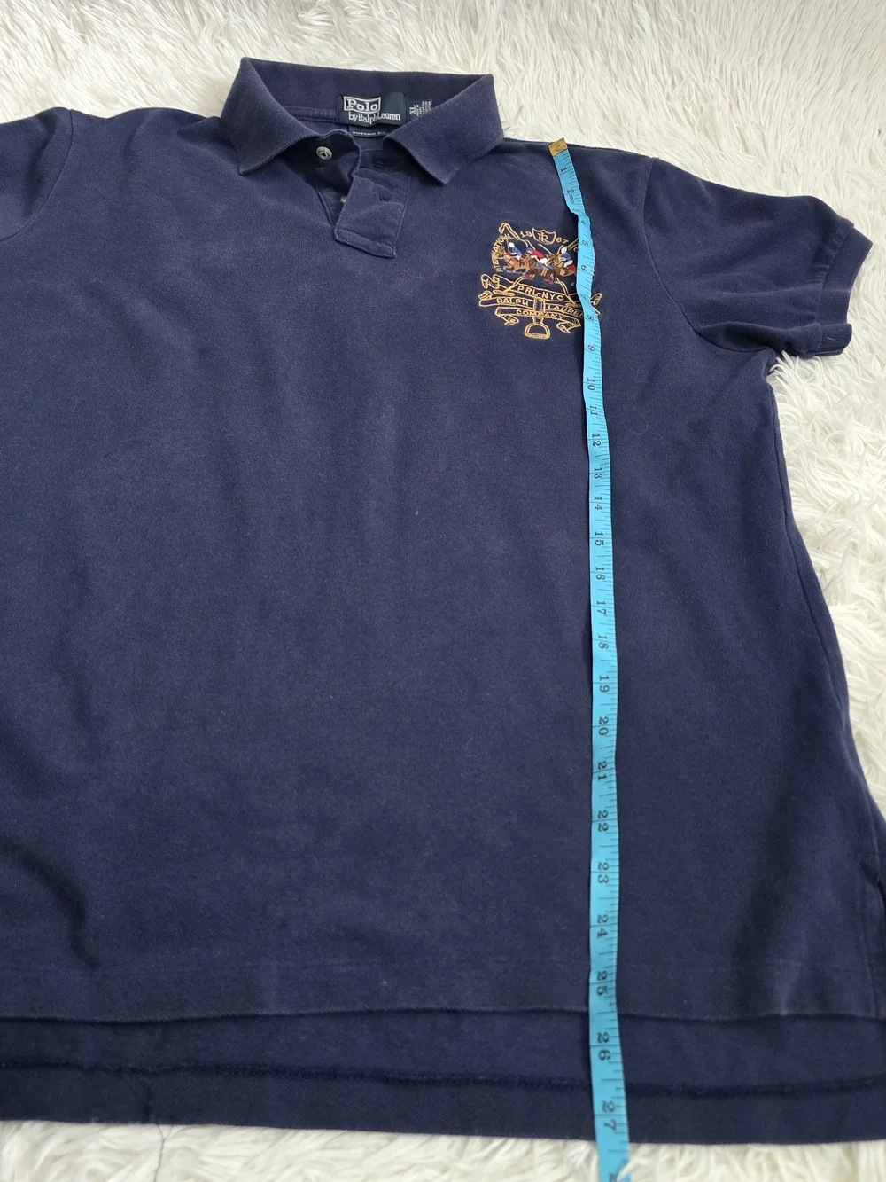 Polo Ralph Lauren Triple Pony Navy Blue Custom Fit‎ Polo Top