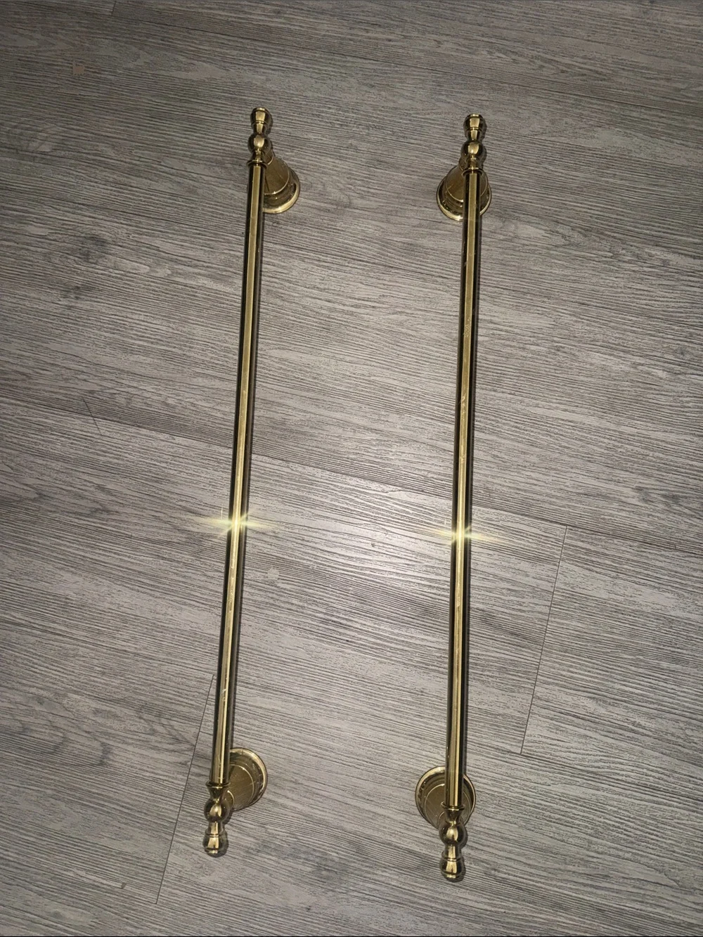 Pottery Barn Polished Brass Towel Bars - Gold Tone Pair