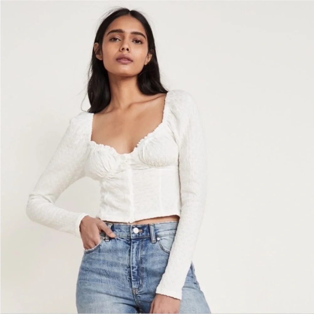 NWT Free People Ladybug Long Sleeve Top in White Size M