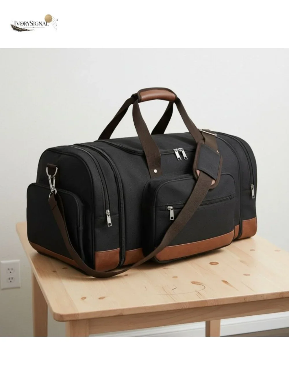 60L Canvas Duffle Bag Expandable Weekender Travel Gym Overnight Carry-On