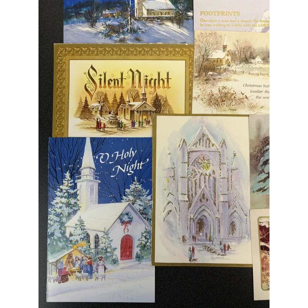 Vintage Christmas Cards Fronts ONLY Churches Cathedrals Scrapbooking Crafts 50+