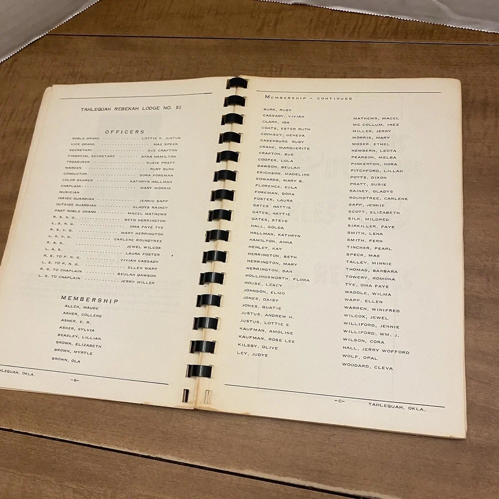 Tahlequah Rebekah Lodge No. 85 vintage 1965