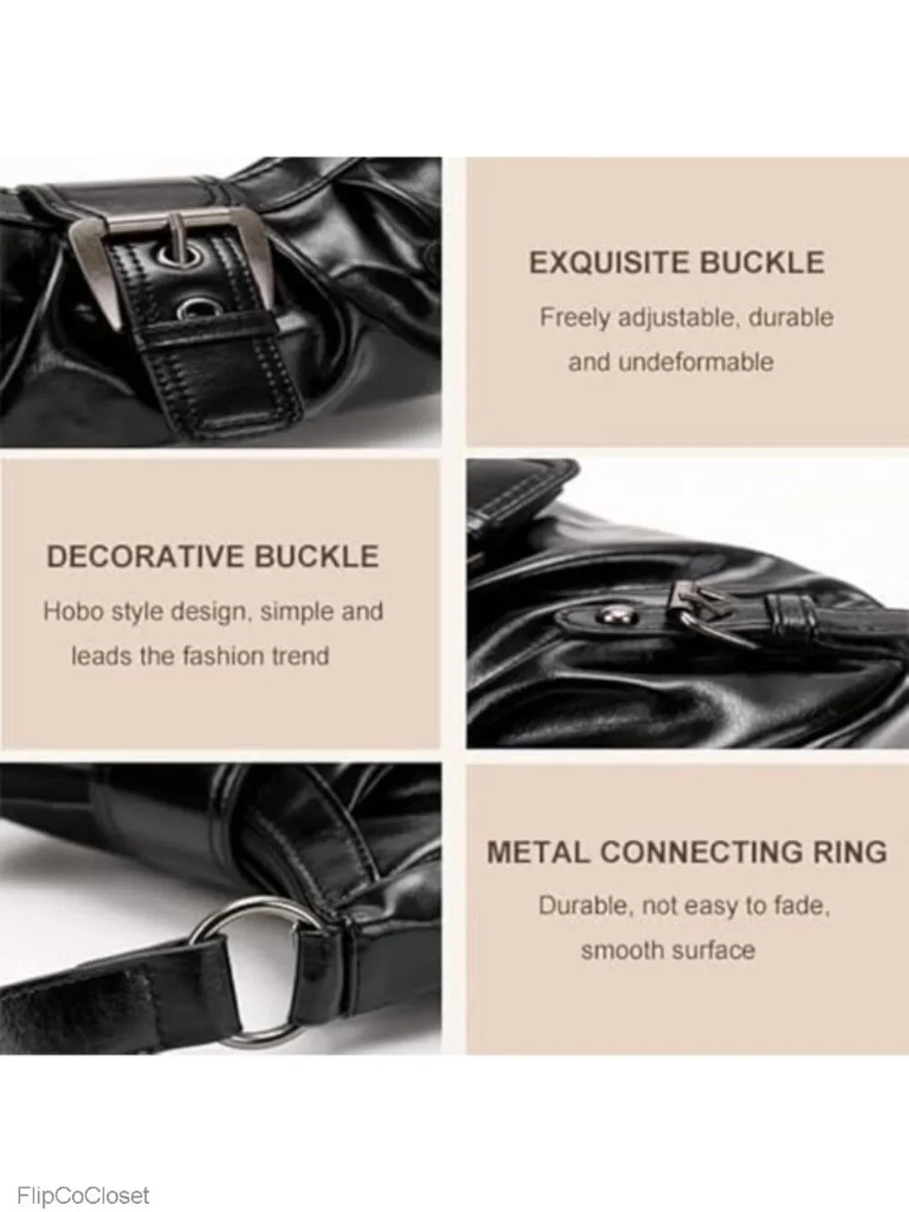 Faux Leather Y2K Hobo Shoulder Bag Top Handle Punk Purse Clutch for Women