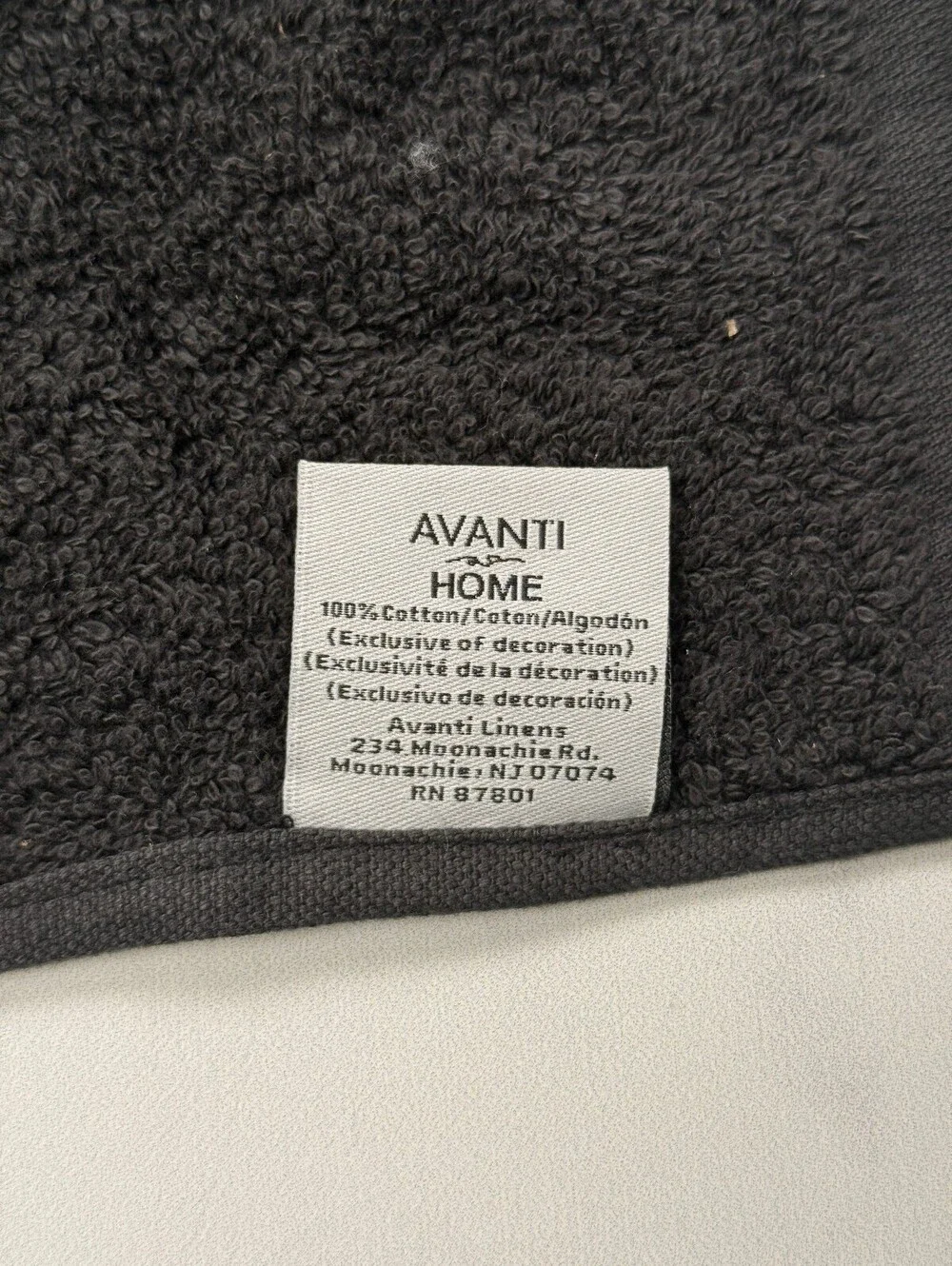 Avanti Home Towel Black Modern Classic Style