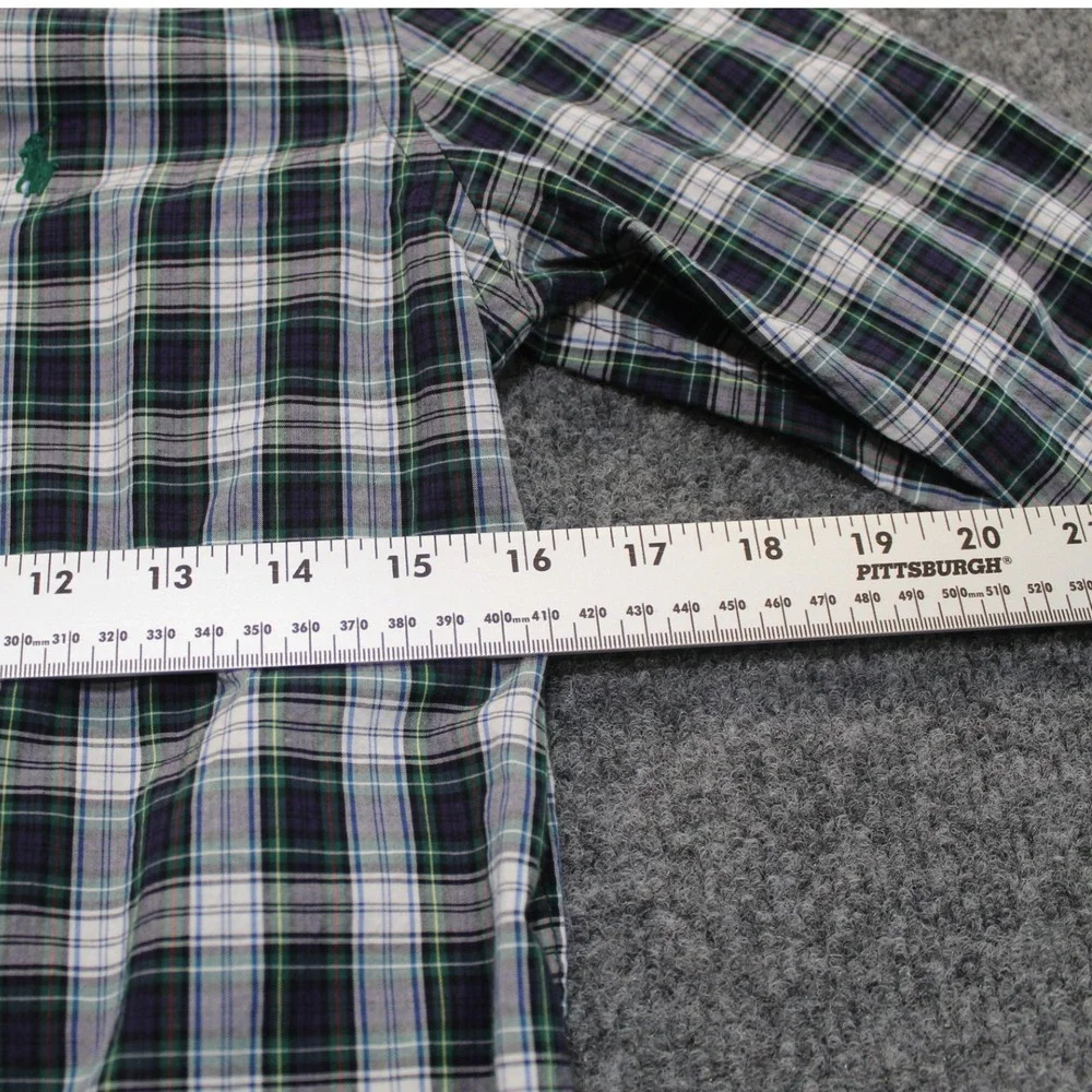 Ralph Lauren‎ Kids Plaid Button Down Shirt L/S Green Blue Size L 14-16 Cotton