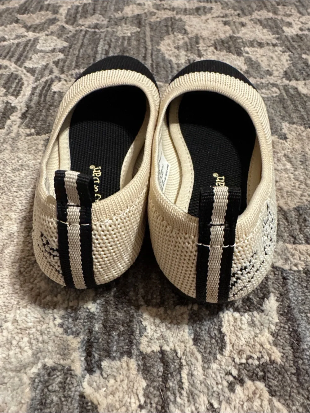 Lily & Dan Kids Two-Tone Knit Ballet Flats in Black and Cream