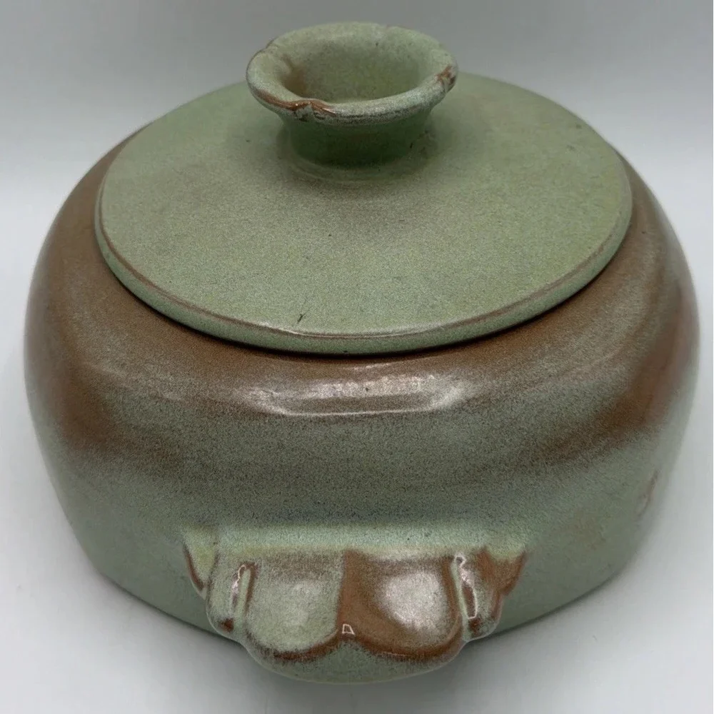 Vintage Frankoma 5V Plainsman Prairie Green Casserole Dish w/Lid. Excellent Cond