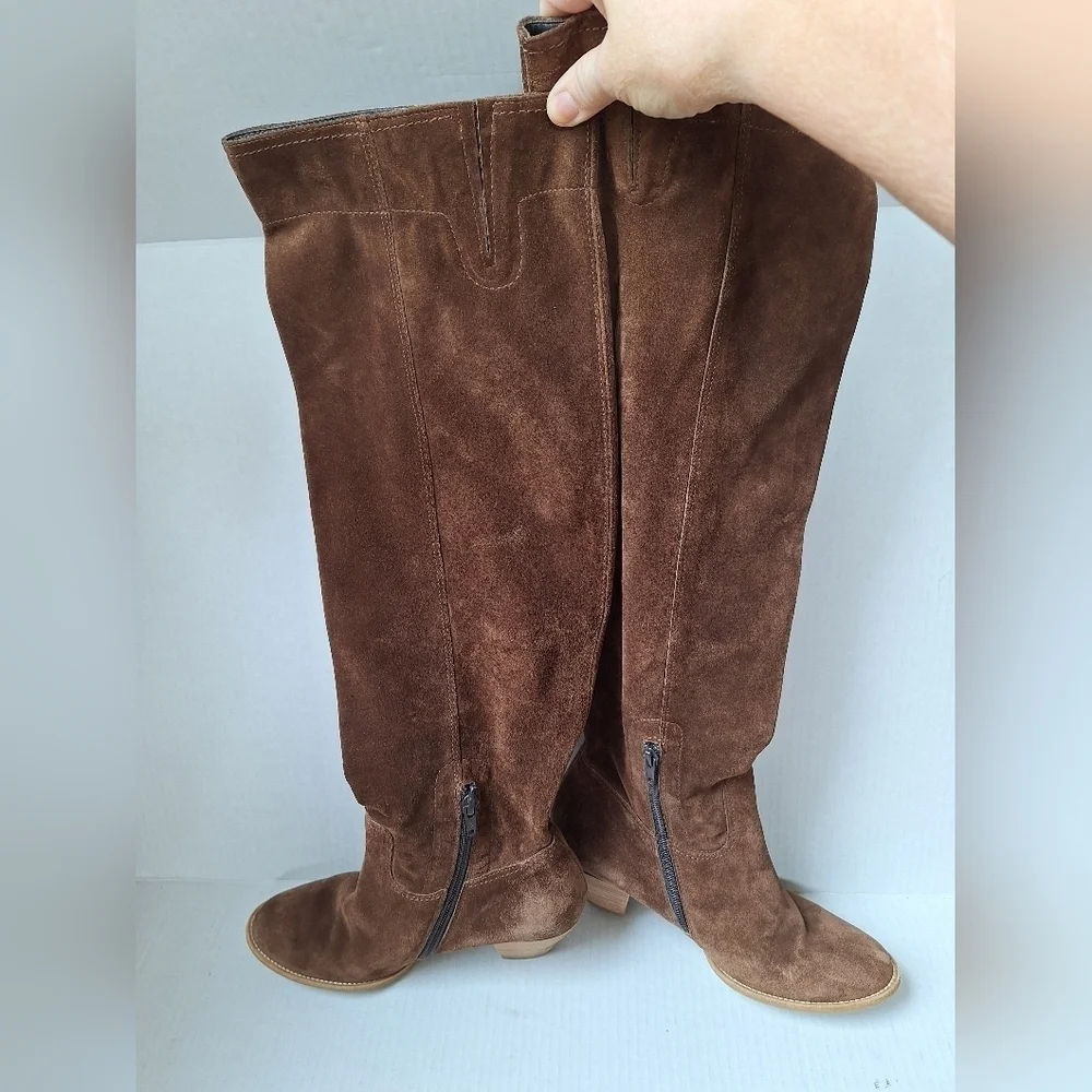 Paul Green Munchen Dazzle Brown Suede Over The Knee Womens Heeled Boots Size 7