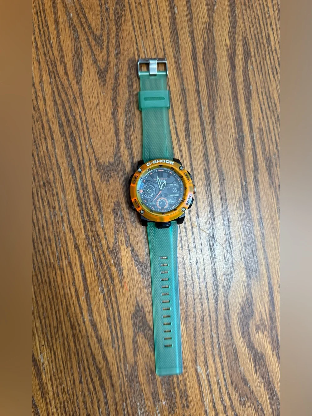 G-Shock Green Strap with Orange Bezel Analog-Digital Watch