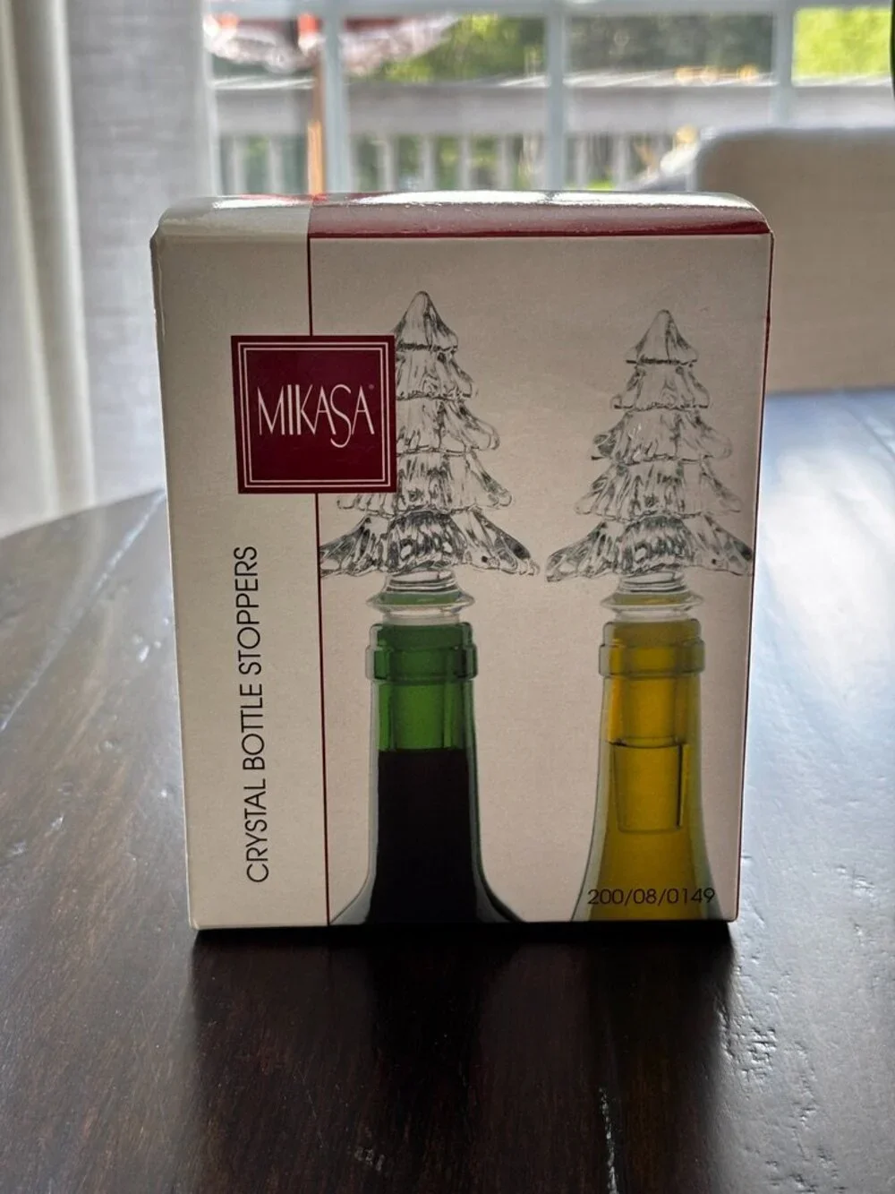 Mikasa Holiday Classics Crystal Christmas Tree Bottle Stoppers Set of 2