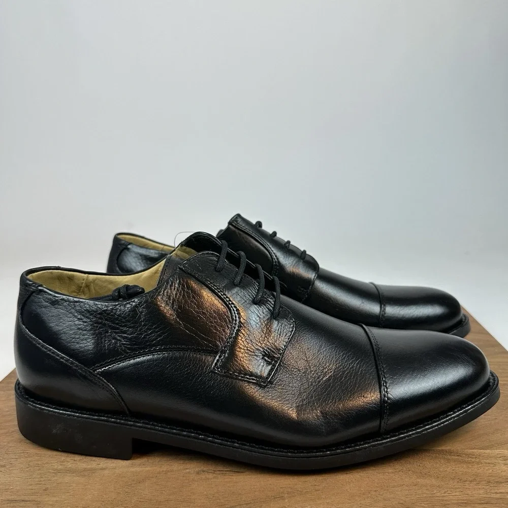 New Mens Belvedere Duke Cap Toe‎ Oxfords Leather Black Dress Shoes Size 11 D