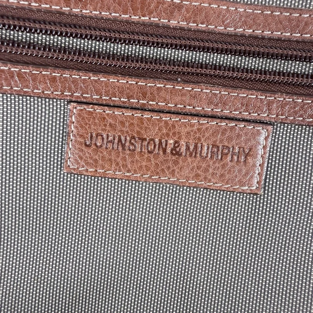 Johnston & Murphy Brown Leather Laptop Briefcase Business Travel Bag