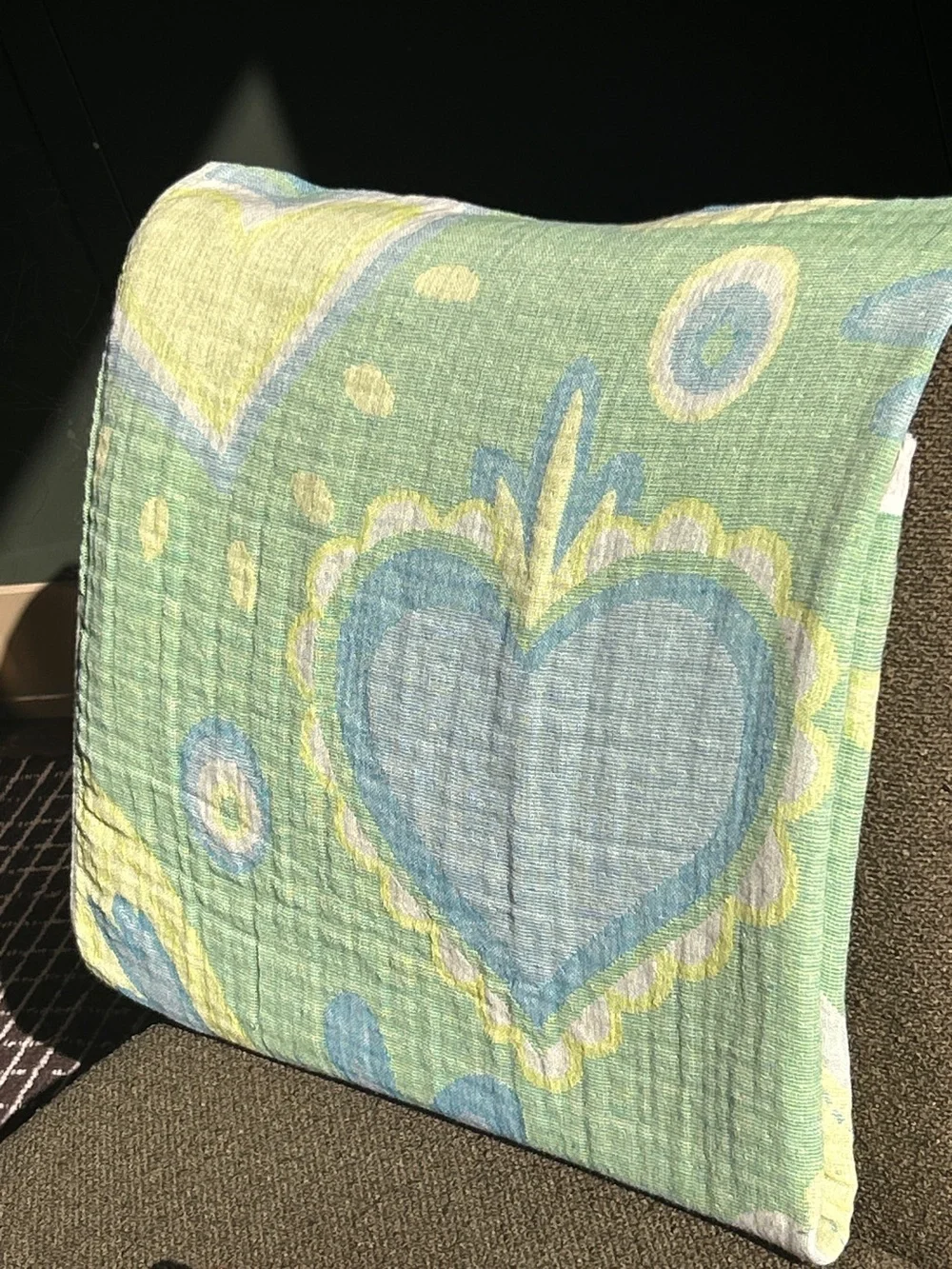Heart Patterned Throw Blanket Green and Blue Last Available Best Seller New NWT