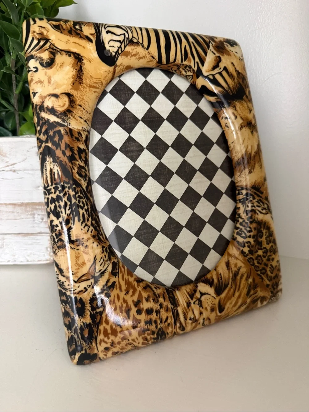 Safari Animal Print Picture Frame Zebra Leopard Tiger Giraffe Oval
