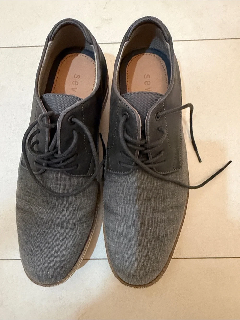 Eve Gray Textile Lace-Up Derby Shoes