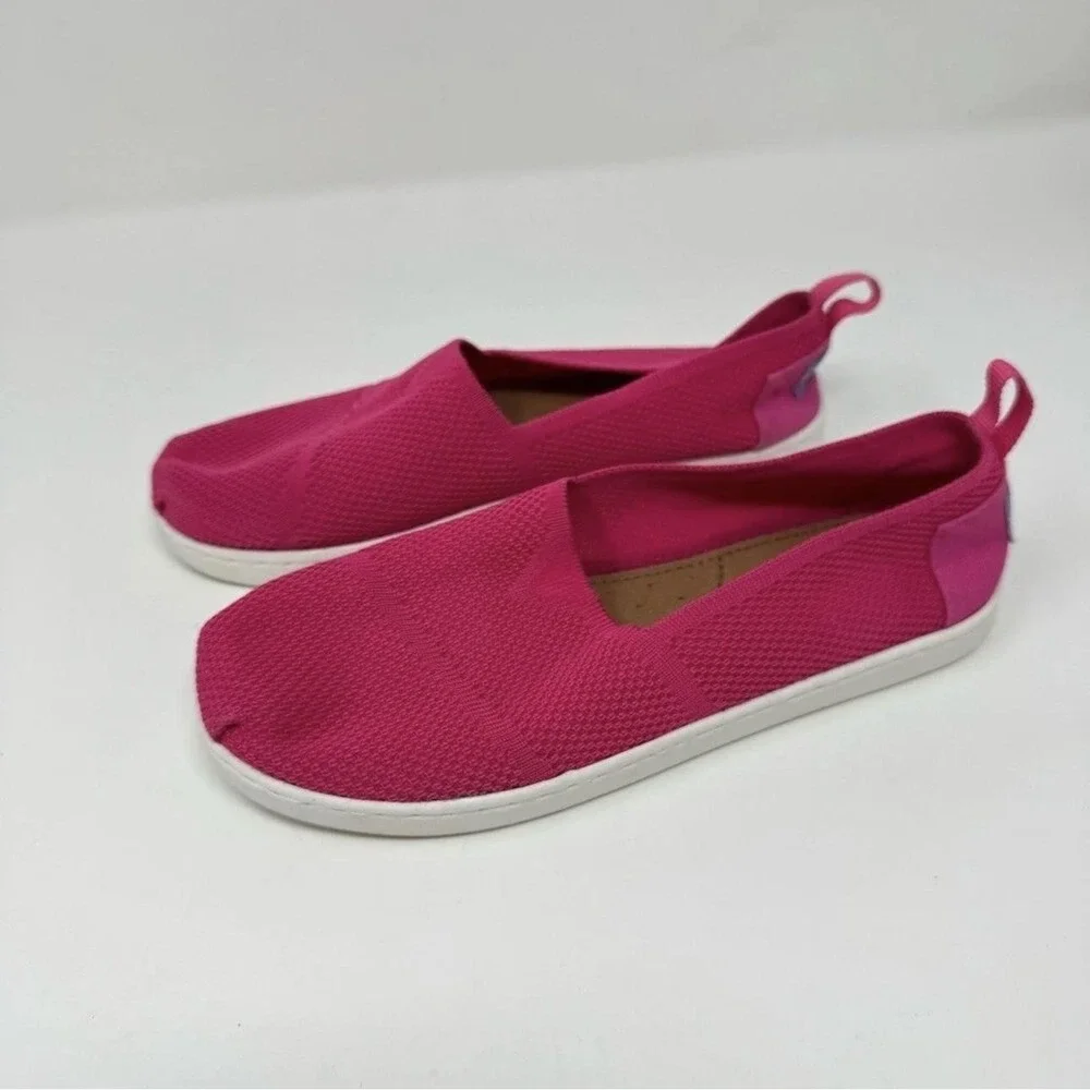 TOMS Shoes Womens Size 4.5 Pink Mesh Slip On Casual Comfort Lightweight Sneakers
