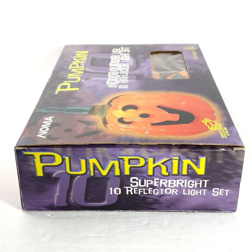 NOMA Halloween Blow Mold ~ Pumpkin String Lights Set of‎ 10 Works Jack O Lantern