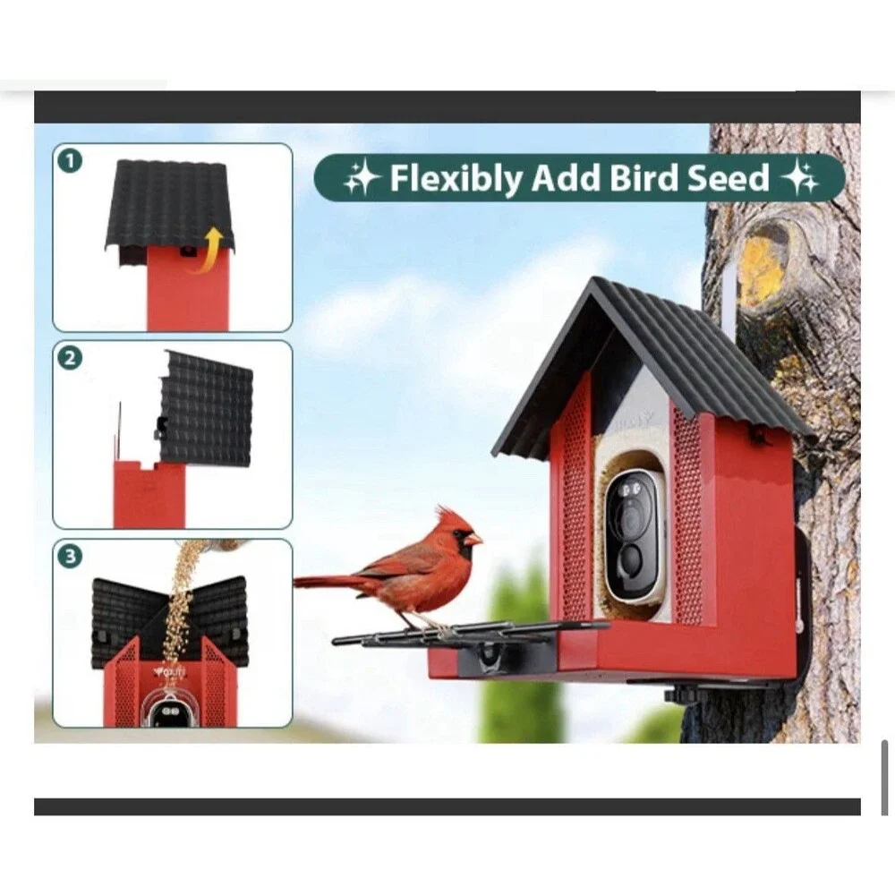 NEW BOLITE Smart AI Identify Bird Feeder w Camera 2.5K Solar Powered App Control