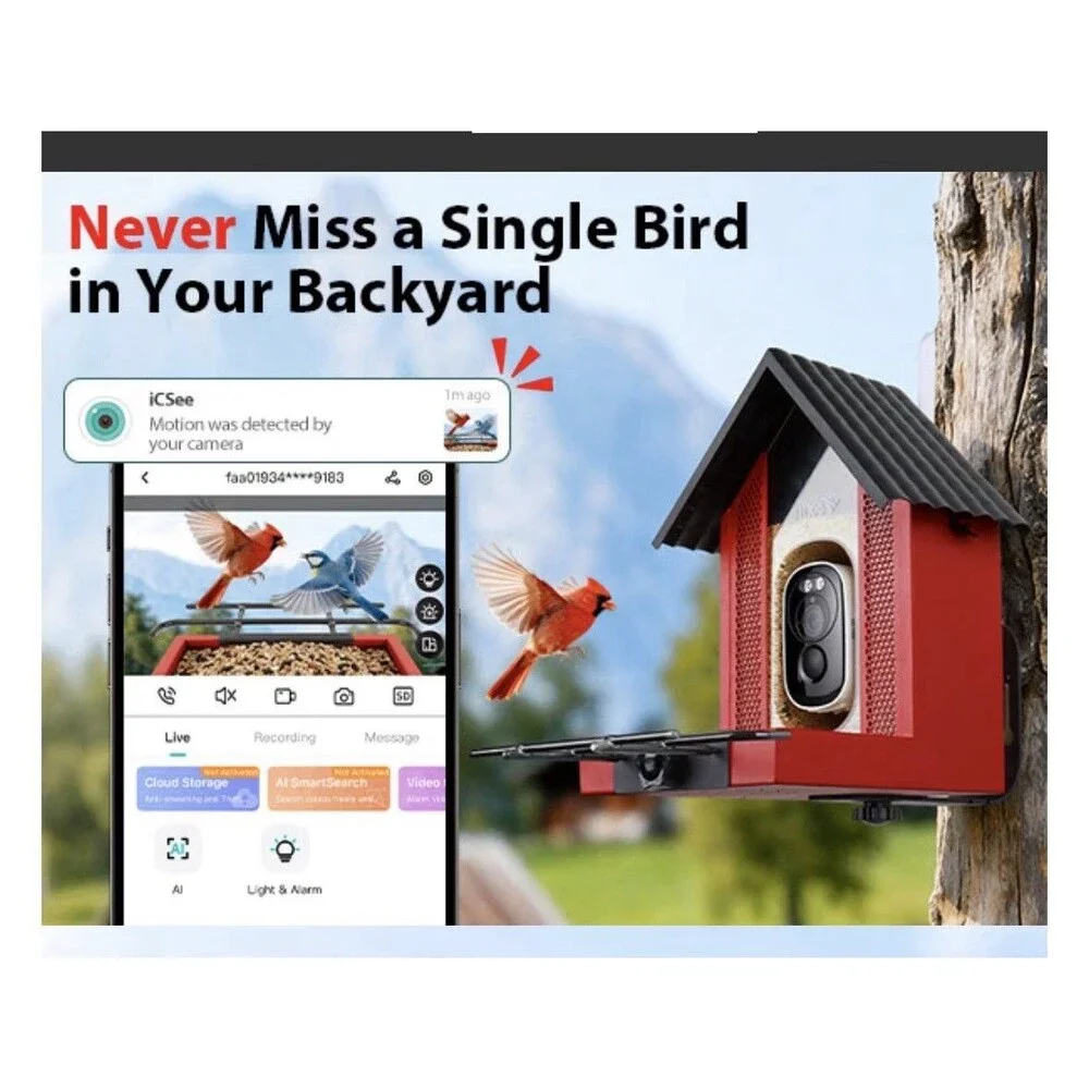 NEW BOLITE Smart AI Identify Bird Feeder w Camera 2.5K Solar Powered App Control