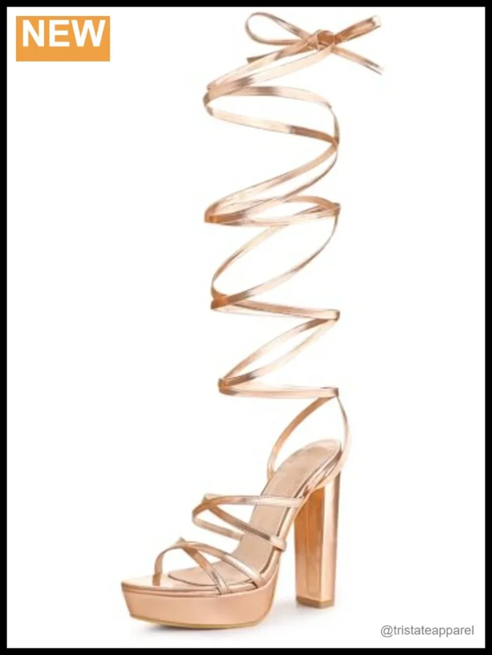 Platform Lace Up Block Heel Strappy Sandals Faux Leather