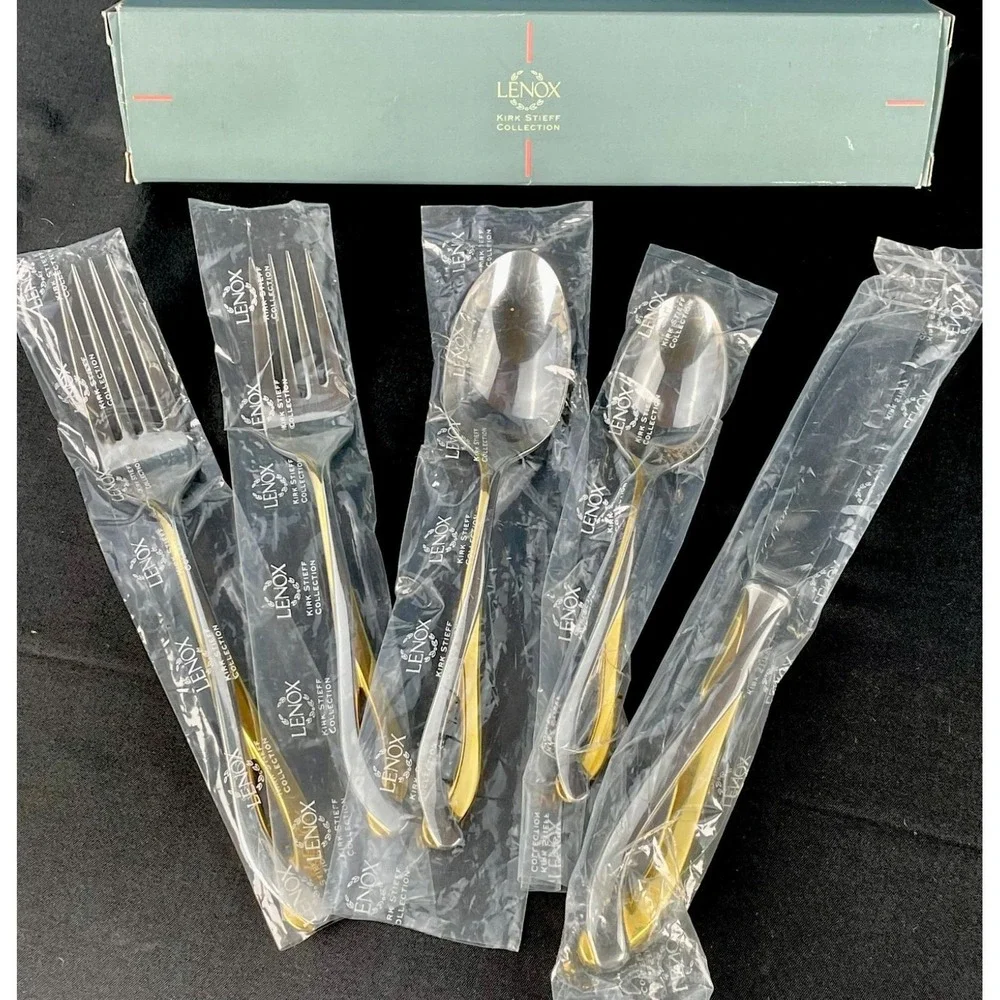 Lenox‎ Debut Gold Stainless Flatware 5 Piece Place Setting 9823092 New
