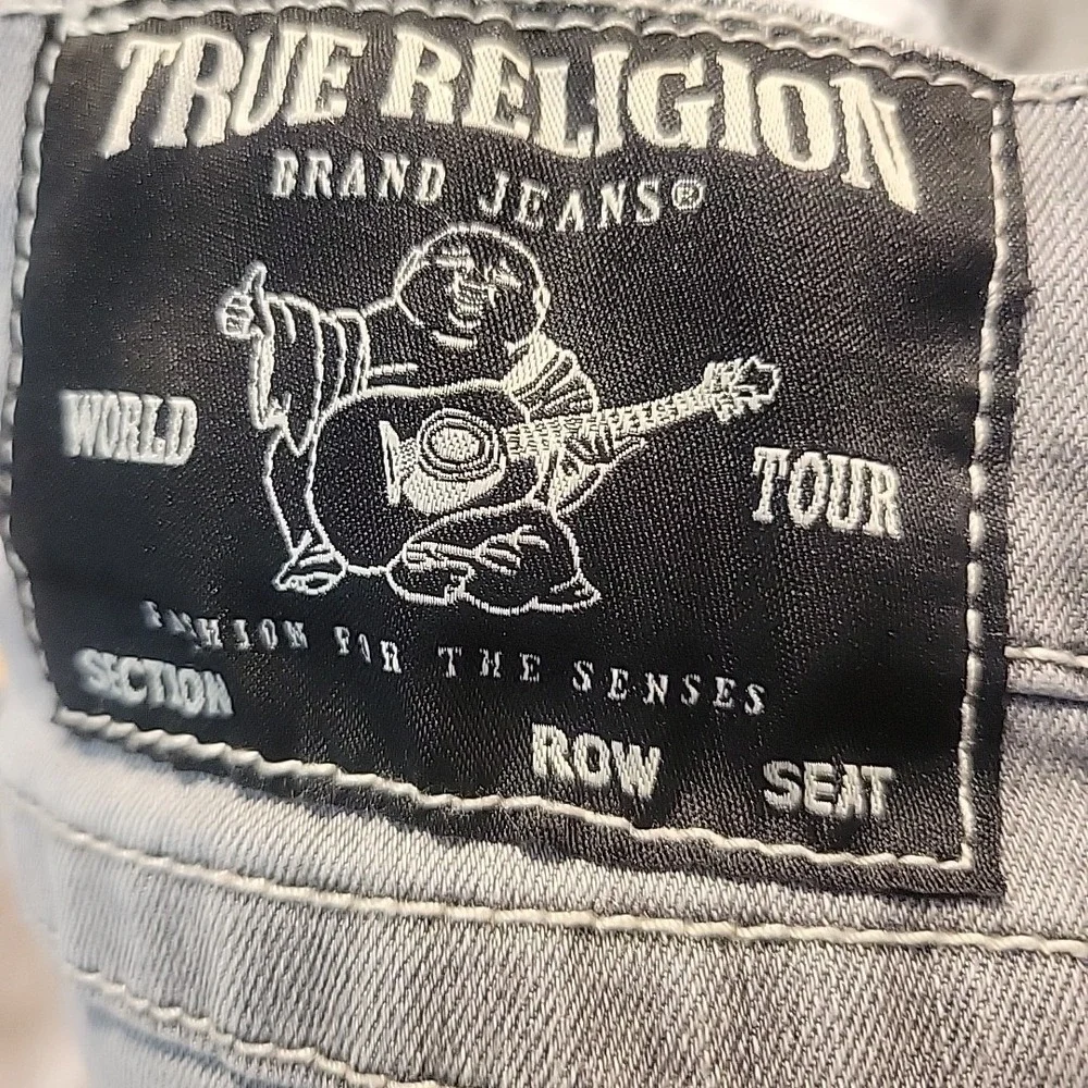 True Religion‎ Ricky Jeans Mens 32x33 Gray Relaxed Straight Denim Flap Pockets