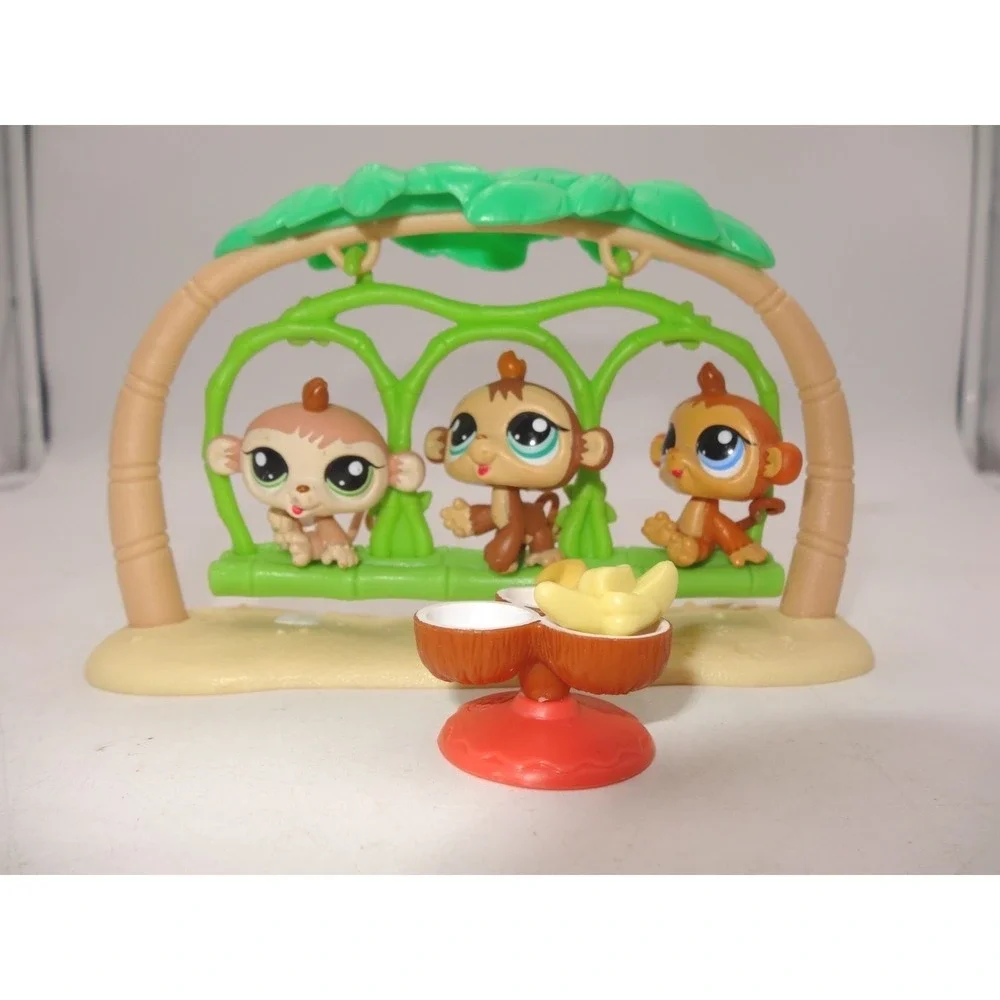 Littlest Pet Shop LPS Monkey‎ Petriplets Swing Set #1551 #1552 #1553 Bananas