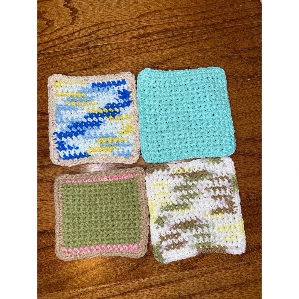 Set of 4‎ Handmade Crochet Face Cloths