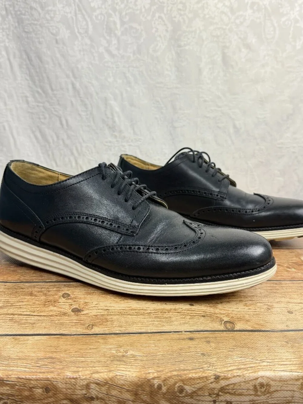 Cole Haan Men's 13 Black Leather Wingtip Oxford Brogue Dress Shoes OriginalGrand
