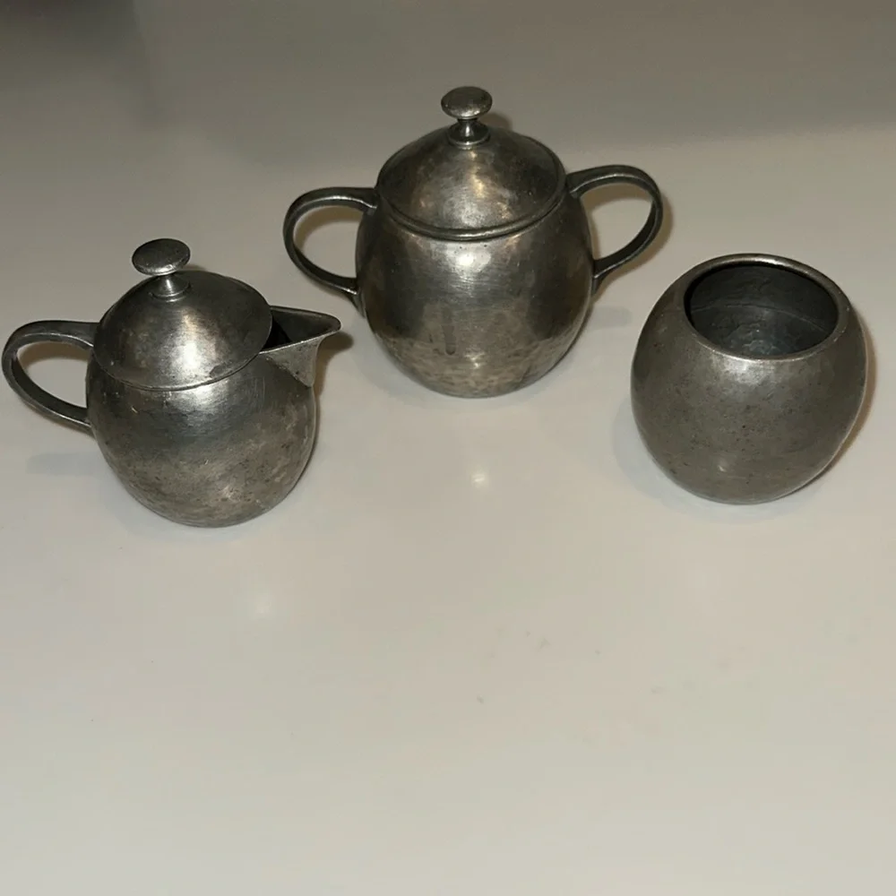 Vintage Art Deco Tea Service/Set GERO Holland Hand Hammered Pewter