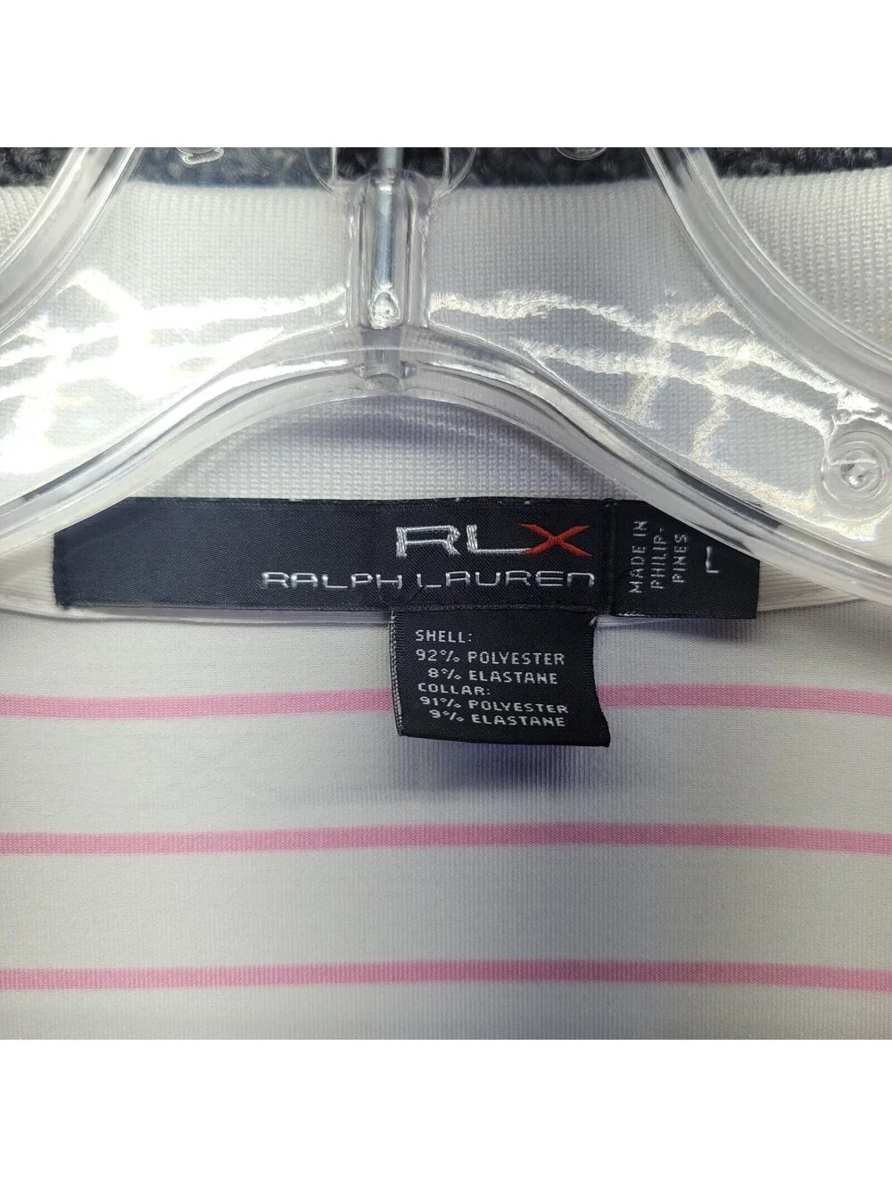 Polo Ralph Lauren RLX Golf Shirt Men's Sz L Pink Striped Performance Poly