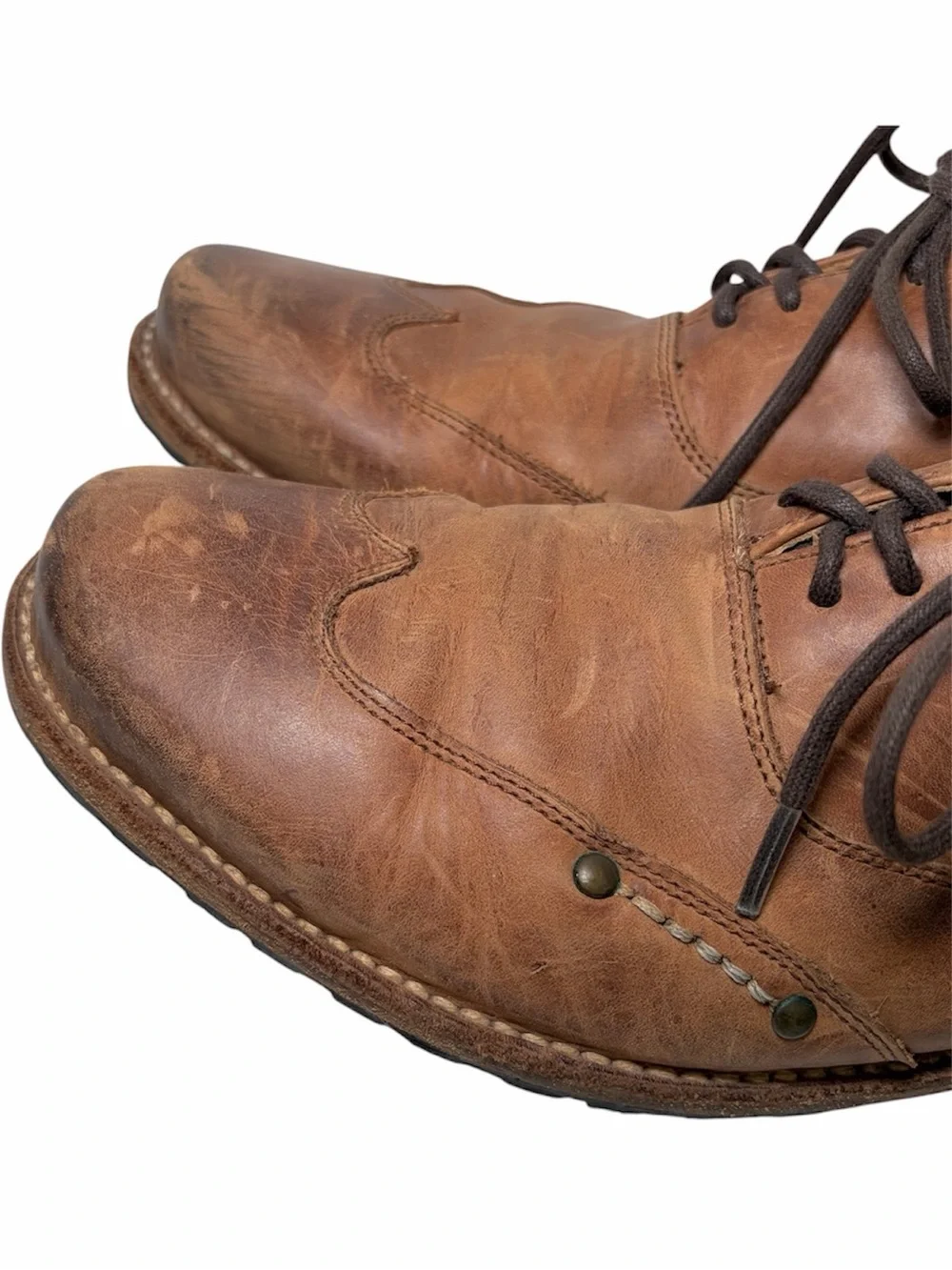 BED STU Brando Leather Wingtip Oxfords Men’s 10 Brown Distressed Cobbler Series