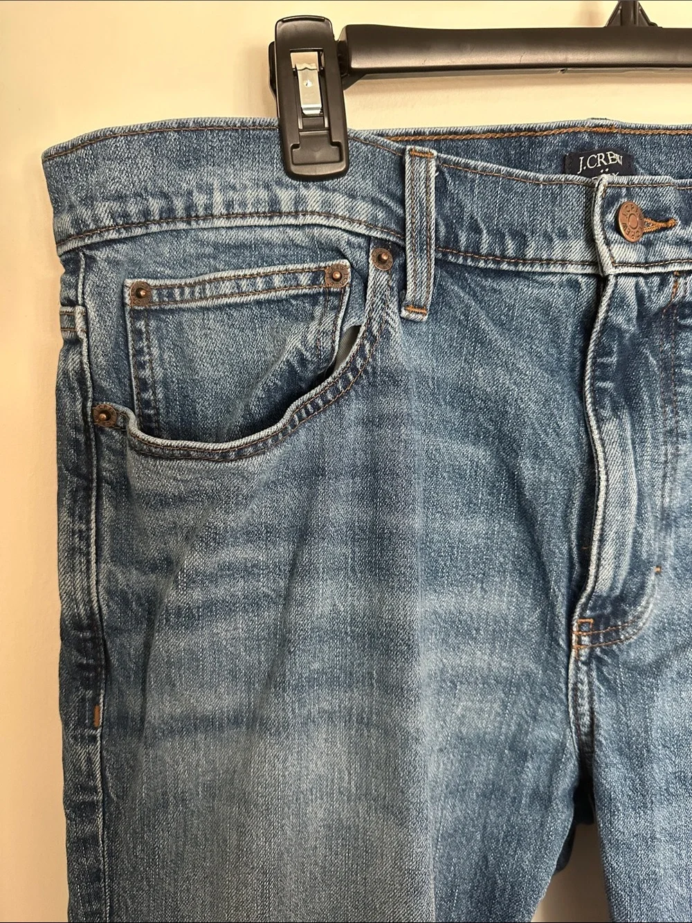 J. Crew Men's Mid Blue Slim-Straight Jeans