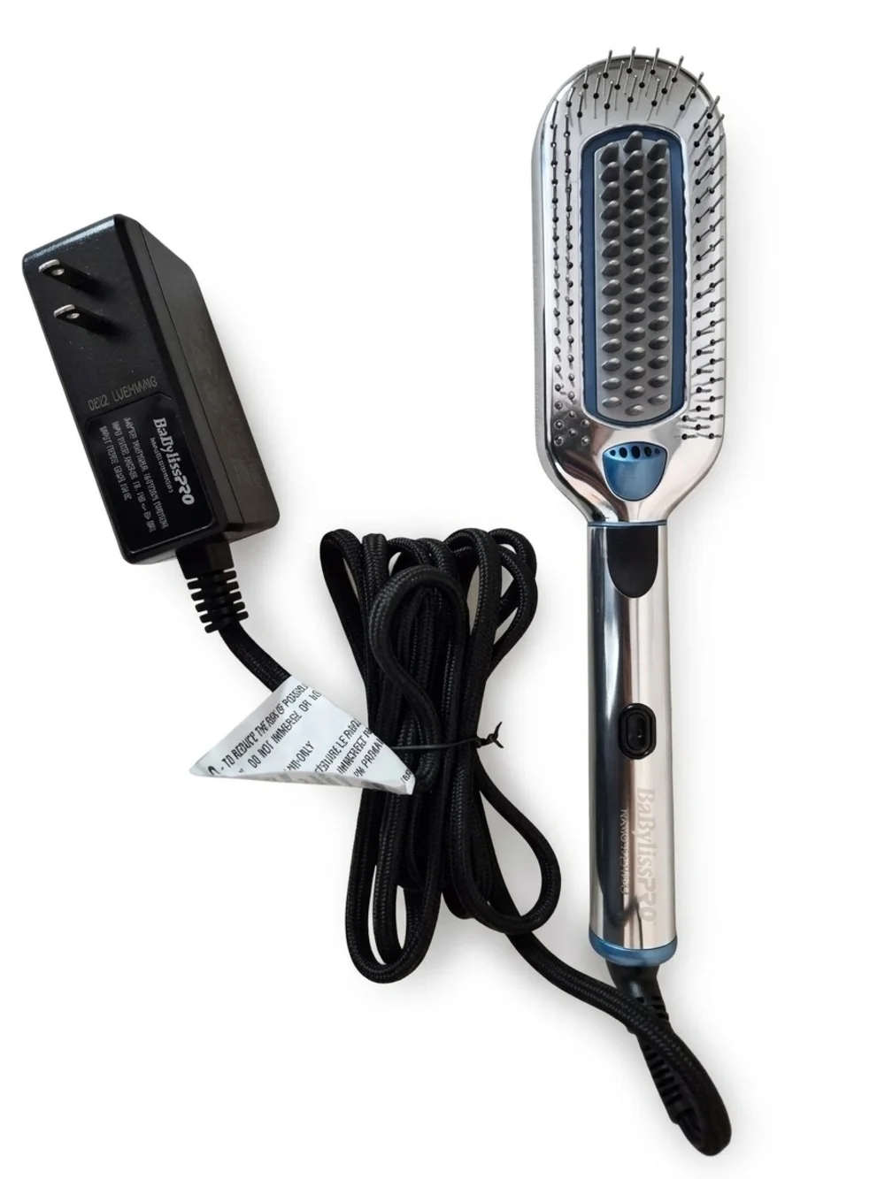 BaByliss Silver & Blue Thermal Hair Straightening Brush Nano Titanium