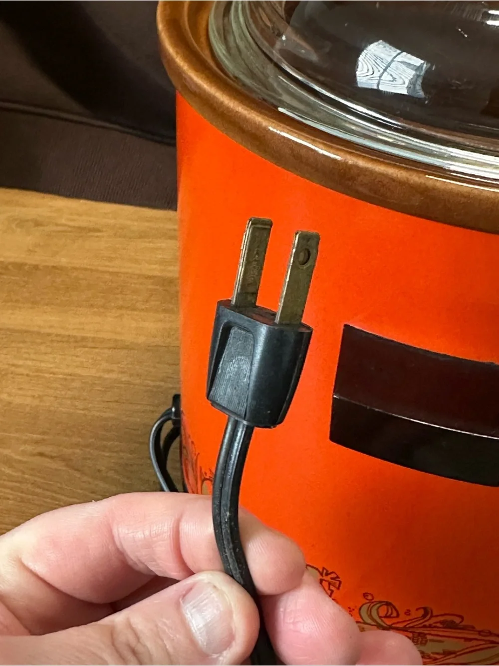 Vintage 1970s Rival Crock-Pot 3100/2 Orange 3.5 Qt Slow Cooker w/ Glass Lid