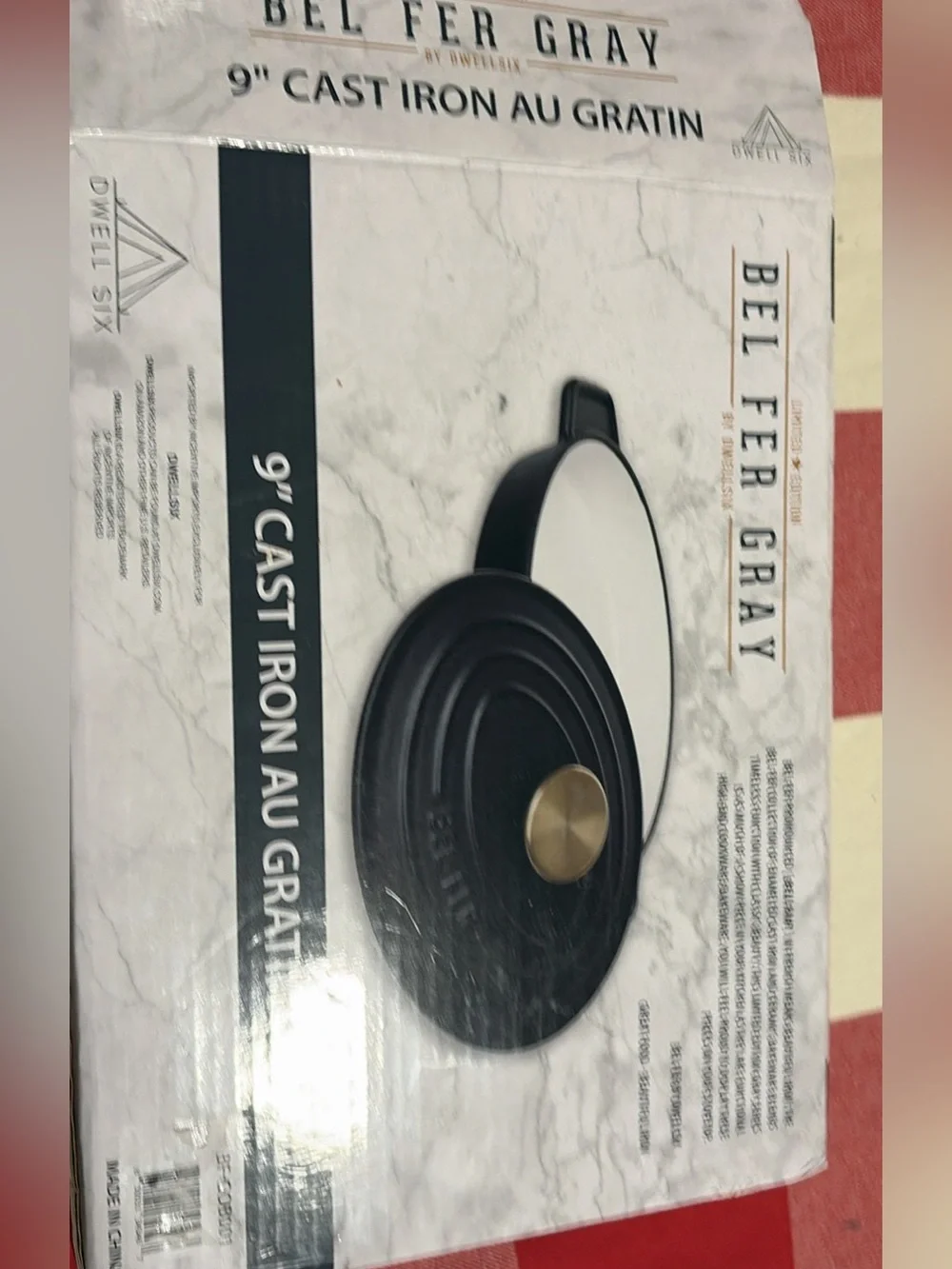 🆕 Dwellsix Limited Edition Bel Fer Gray 9” Cast Iron Au Gratin