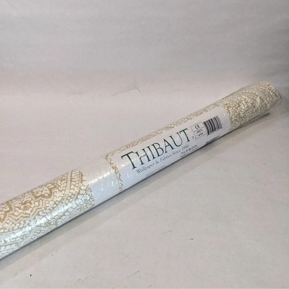 Thibaut Tulsi Block Wallpaper Tan White Paisley T-64187‎ Washable 60.75 Sq Ft